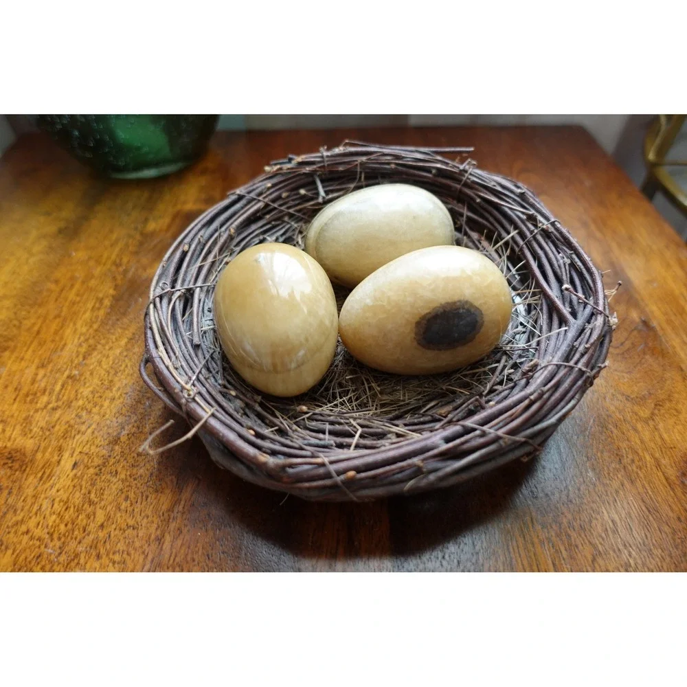 Decorative‎ Stone Eggs in Nest - Faux Bird Eggs - Easter Decor